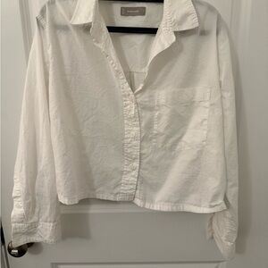 Everlane White Button-Up Shirt, size L, cropped